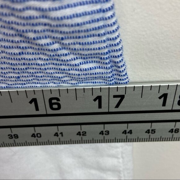 Anthropologie Pepaloves Flower Striped Mini Dress Size XS Blue White V-Neck Boho - Picture 13 of 13